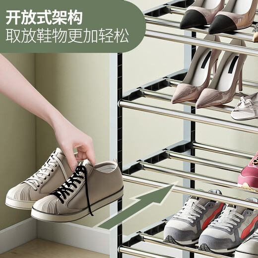 Jialiren multi-layer shoe rack door simple storage rack dormitory living room reinforced steel pipe shoe rack