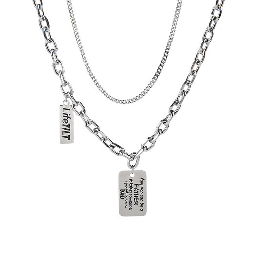 Cai Leiya thick chain stacked double-layered titanium steel necklace for men and women with the same fashion brand personality simple ins hip-hop cold style clavicle chain men's brand pendant versatile fashion student pendant jewelry silver