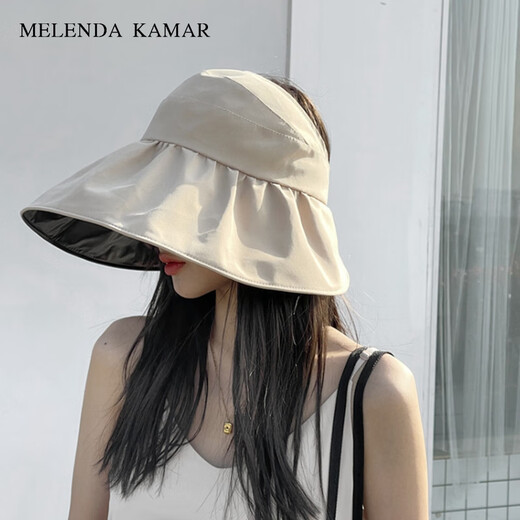 MELENDA KAMAR贝壳帽空顶防晒春夏轻奢遮阳草帽太阳帽大檐生日礼物送女朋友老婆 米色