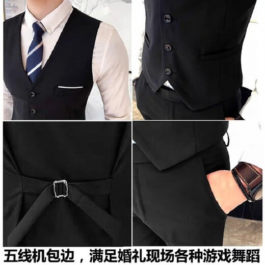 柠潮伴郎服男兄弟团西装套装冬季西服男外套衬衫结婚衣服迎亲礼服冬天 西装外套+白衬衫+西裤 （领结） L