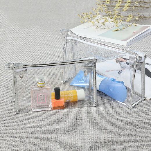 Cosmetic bag jelly transparent Korean large capacity small multi-functional portable simple waterproof toiletry bag storage bag silver medium size