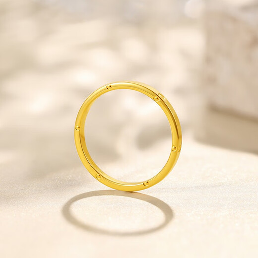 Saturday Fortune (ZLF) interlocking series 18K gold ring simple rose gold car flower versatile plain ring No. 14 red-(0.7-1.1g)