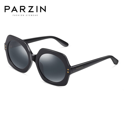 帕森（PARZIN） 偏光太阳镜女 复古板材驾驶镜女大框修脸潮墨镜 9740 黑框黑灰片