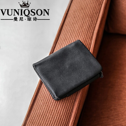 Бренд vuniqson бренд подлинный кожаный кошелька мужской паспорт клип клип банков Банк сумки для водительских лицензий для визитной карточки смены смены мягкий кожаный кошелек черный
