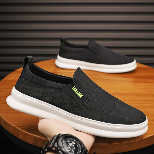 Huili canvas men's shoes with all seasons breathable thin one-foot sports and casual board shoes ice silk old Beijing cloth shoes odor-proof trendy shoes gray 41