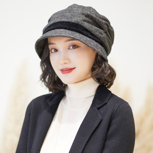 677888 Hat Women's Autumn and Winter Beret Women's Korean Style Octagonal Hat Fashion Painter Hat Big Head Circumference Showing Face Small British Style Winter