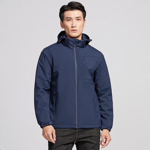 BRELRMON velvet coat windbreaker for men and women single-layer autumn and winter windproof warm soft shell workwear Korean outdoor jacket 9930A Dark Blue-Men Solid Color L