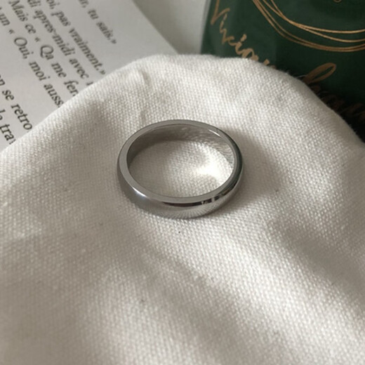 BJYL custom engraving ring men's plain ring titanium steel single index finger ring couple ring trendy tail ring male birthday gift