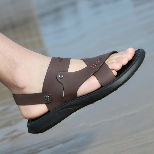Sandales dynamiques de chameau Sandales en cuir polyvalent en cuir pour l'orteil masculin de vache de vache à semelles épaisses