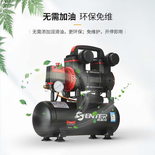 XMSJ无油低音空气压缩机电机空压机家用木工装修便携式喷漆气泵 1390W-9L送5件套