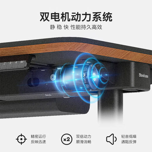 Steelcase Migration SE Pro Light Sound Electric Habing Tisch Home Office Standing Computertisch (mehr Schwarz + mattes Kupfer) Umgekehrter Winkel + Kabelbox 1175*675 mm
