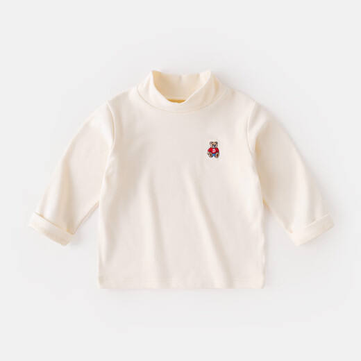 Dudu baby half turtleneck bottoming shirt autumn and winter children's long-sleeved T-shirt fashionable children's thermal clothing winter clothing children's clothing milk white 90
