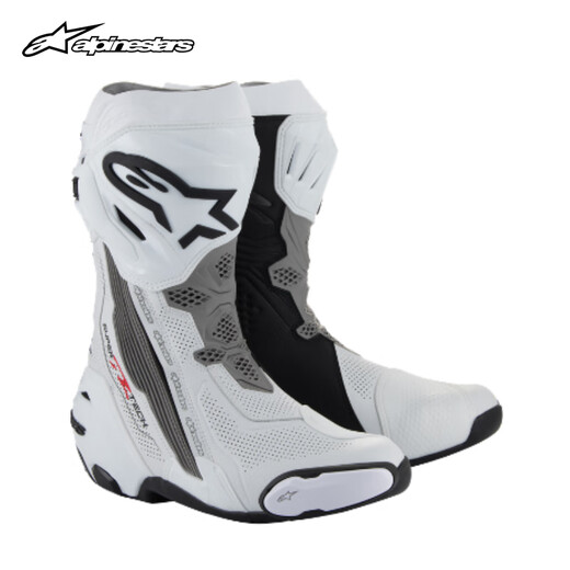 Alpinestars Supertech R a star motorcycle riding boots track boots motorcycle boots breathable competition anti-fall riding shoes boots white gray black breathable style 2024 41