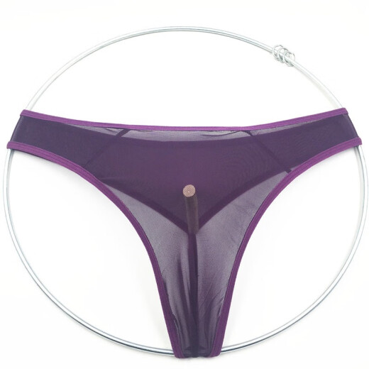 Zhenmi Men's Briefs Transparent Stretch Dark Purple Sexy T-Pants One-size-fits-all 160Jin [Jin equals 0.5kg]