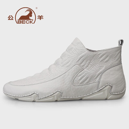 Ram Martin Boots Herren Herbst- und Winterstil plus Samt warme Alligator Muster Top-Layer Cowhide High Top Shoes Herren Lederschuhe Britische Lederstiefel Herren weißer Vier-Saison-Stil 39 Standard Lederschuh Größe
