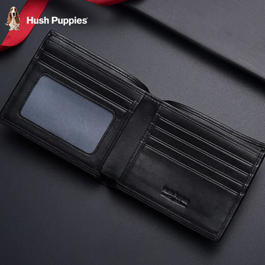 暇步士（Hush Puppies）钱包男士头层牛皮商务通勤个性编织纹多卡位短款钱包父亲节礼物