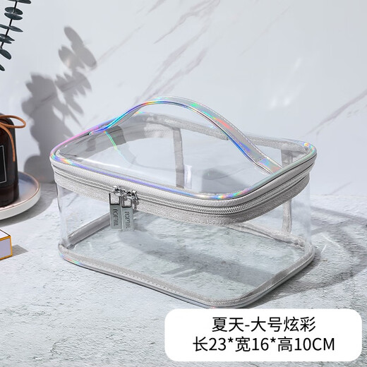 ToMill Transparent Cosmetic Bag Women's Waterproof Toiletries Bag Portable Travel Large Capacity Cosmetic Storage Bag Skin Care Product Storage Bag Summer-Colorful-Large Size