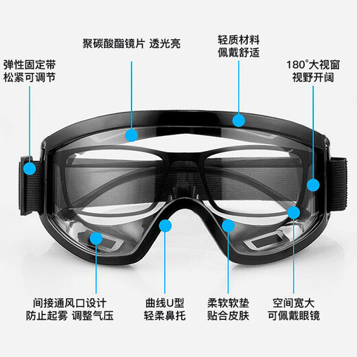 Fully sealed goggles, multi-functional, windproof and sandproof, can be worn with myopia glasses, transparent anti-fog glasses