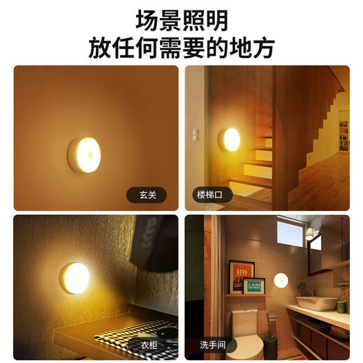 Dajiuwei Intelligent Human Body Sensor Lamp Magnet Adsorption Aisle Light Control Stair Lamp Rechargeable Home Corridor LED Night Light Human Body Sensing Model Automatic Lighting White Light