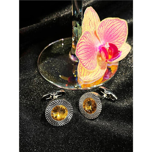 Apatia Austrian blue diamond style gentleman's cufflinks French shirt accessories classic light luxury thick round shape BlueAustria comes with gift box