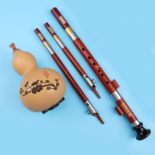 
The sound of silk and bamboo, Hulusi, mahogany, plum blossom buckle, professional performance type, Yunnan ethnic blowing instrument, adult Hulusi, C tune