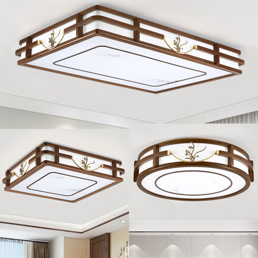 Holzaufzeichnung Neues chinesisches Lampe im chinesischen Stil Set Moderne Deckenlampe im chinesischen Stil Golden Seiden Sandelholz Massivholz Wohnzimmer Lampe Chinesische Stil Antiquitäten