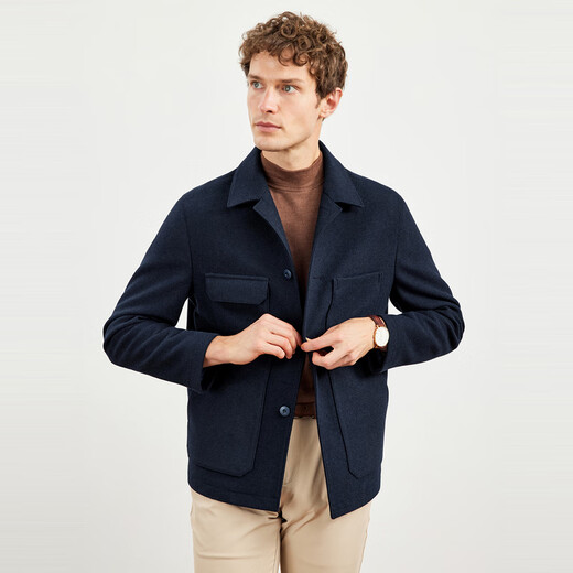 Sept veste de veste de loup masculine nouvelle laine de revers décontractée douce confortable commut polyvalent haut de gamme 101 (naru bleu) m 165 / 84a