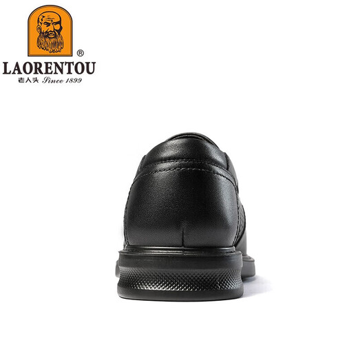 老人头（LAORENTOU）男皮鞋夏季镂空休闲鞋头层牛皮套脚鞋透气打孔鞋 LL12027 黑 44 