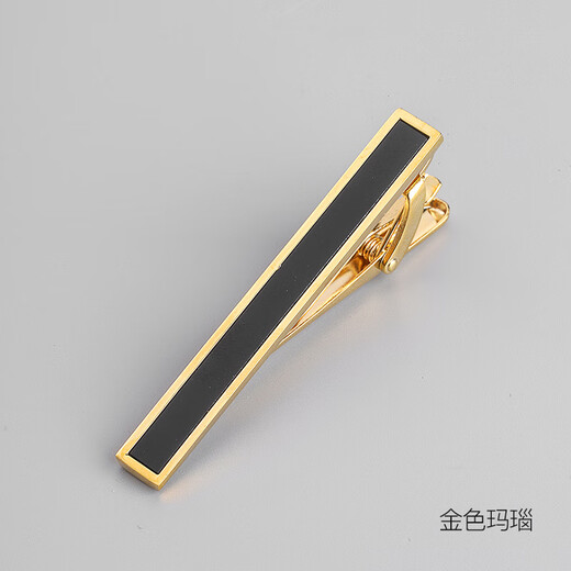 Golden Dragon Lie Shang Tie Clip Men's Collar Clip Clip Simple Length Pin Business Marriage Black Background Gold Geometric Line Tie Clip
