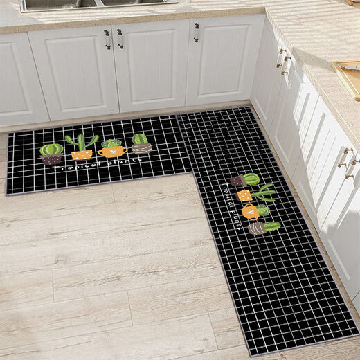 Xuxian kitchen floor mats, oil-proof, non-slip, water-absorbent and dirt-resistant floor mats, cartoon strip carpets, household floor mats, kitchen 6 50*80+50*200 (set)