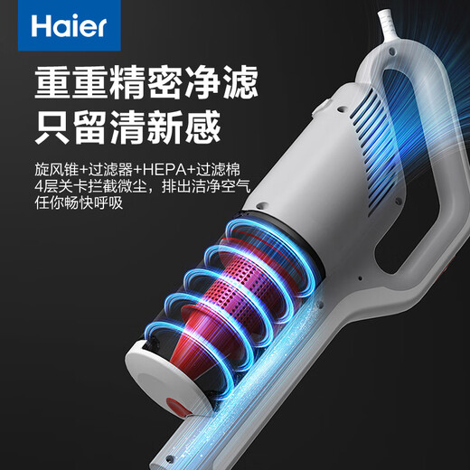 Haier vacuum cleaner wired household handheld push rod two-in-one small powerful dust removal pet car cleaning can be wall-mounted HZ-G16W white