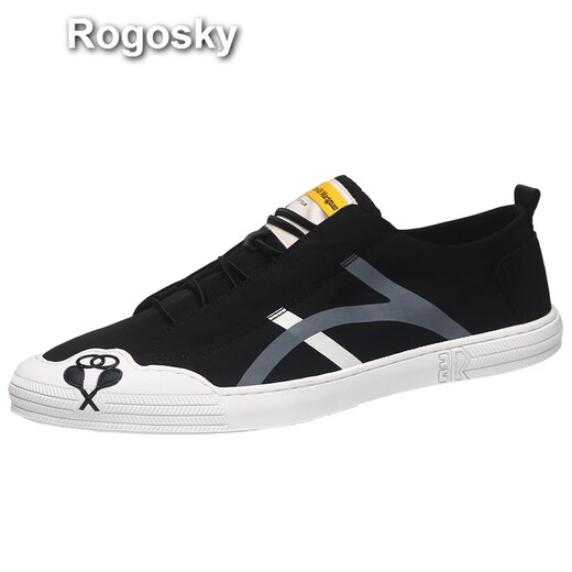 Rogosky Hong Kong Trendy Summer Simple Canvas Shoes Shops Beward Blow Top Breatable One-Foot Flow Shoes Corea Casual Zapatos Negro 40 (Tamaño del zapato de cuero)