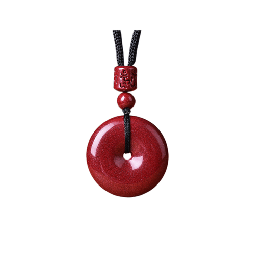 BJYL cinnabar pendant peace buckle necklace men and women amulet birth year transit beads portable pendant jewelry good luck gift butterfly gift box