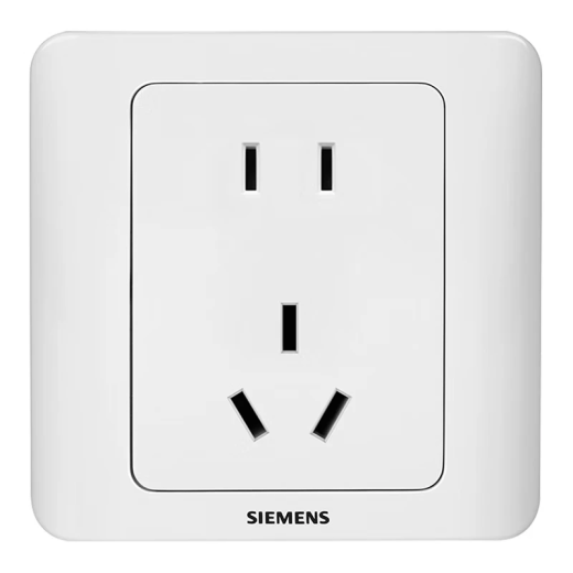 西门子（SIEMENS）开关插座  远景系列雅白10A五孔二三插墙壁大间距5孔斜五孔插座 单只装