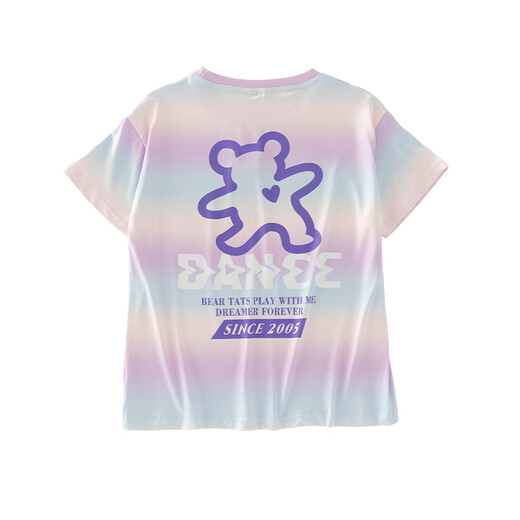 优优1点（Yoyo one）儿童短袖t恤夏季2024新款冰丝夏装女童宽松速干上衣T大童女孩 9852渐变色 150cm
