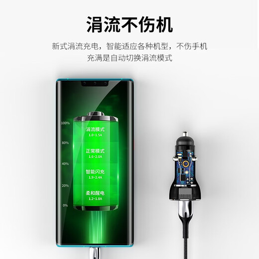 W/P Car Charger Apple Suitable for Huawei 65W Super Fast Charging Head USB Car Cigarette Lighter One for Two [Last 6 Flash Sale] 65W Fast Charging China Red/