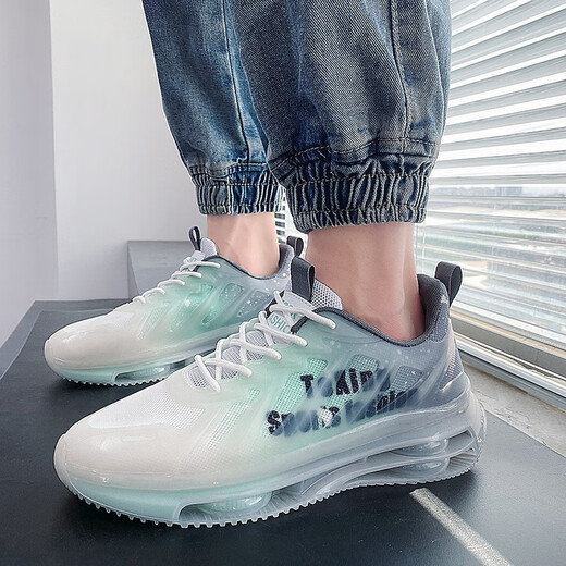 EXUELING men's shoes summer breathable cushion shock-absorbing large size men's shoes sports shoes youth trendy running shoes heightened summer shoes men TK757 gray-green 42 (260mm)
