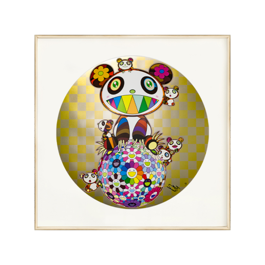 Silent Cuttlefish Murakami Takashi glue print Panda Panda, pandaCubs, limited edition of 300 gold round gold version signed by the artist