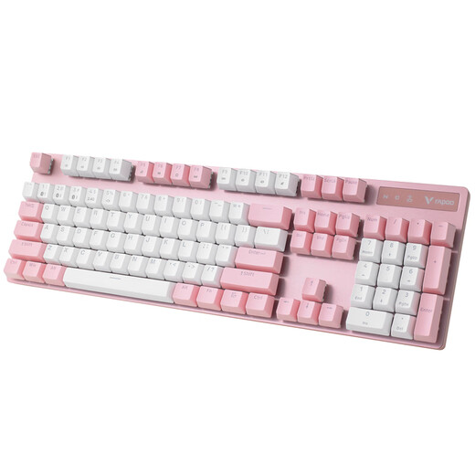 Rapoo V500PRO pink and white dual-color multi-mode three-mode mechanical keyboard wireless Bluetooth keyboard wired keyboard 104 keys connected to 5 devices at the same time black switch