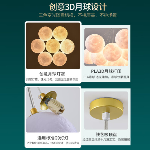 大观园（DGY）月球泡泡灯客厅吊灯温馨卧室书房餐厅吊灯卡通星球灯中山灯具O001 9734黑色13头-三色-白球12cm小球