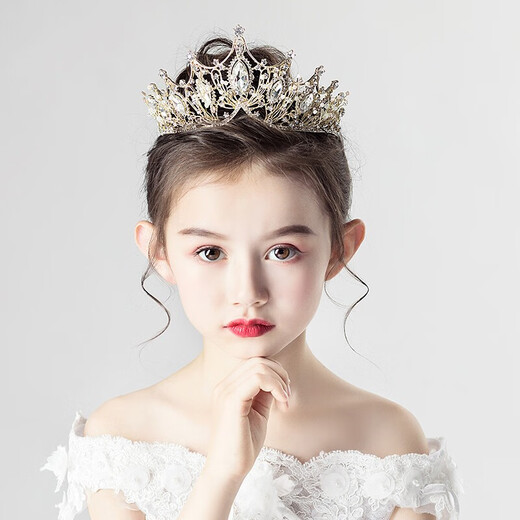 Little Kayi Qiang Детская корона головной убор Принцесса Девочки Кристалл Кристалл Голон Золотая замороженные девочки Украшение на день рождения 1 июня костюми