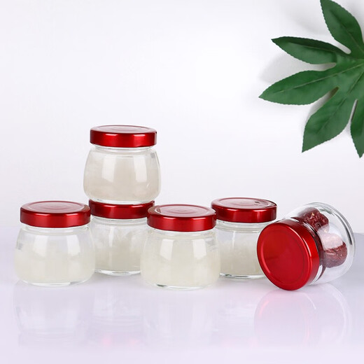 Baijie Bird's Nest Sub-Bottle Glass Sealed Jar Bird's Nest Stew Cup Sub-Bottle High Temperature Resistant Can Steam Fish Maw Isinglass Tremella Cup Big Belly Bird's Nest Bottle 100ml 6-piece Set