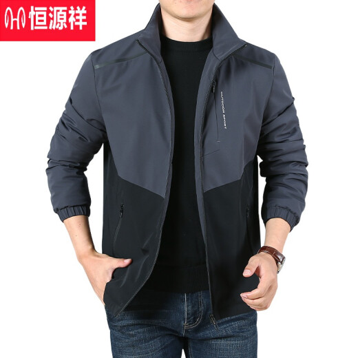 Hengyuanxiang Plus Velvet Jacke für Männer im Herbst und Wintermänner plus Velvet Casual Jacket für eine neue Casual Plus-Samtjacke für Männer in vielseitig und einfacher 9896 [Grauschwarz] plus Samt L.