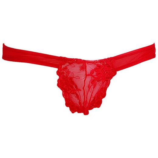 Men's Underwear Thong Men's Sexy Lace Underwear Sexy Lace Embroidery Floral Stretch Red S