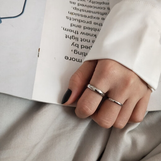 BJYL custom engraving ring men's plain ring titanium steel single index finger ring couple ring trendy tail ring male birthday gift