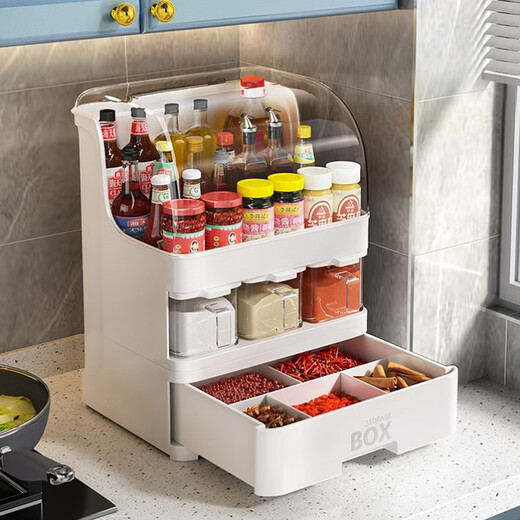 Yimeihui kitchen supplies salt and sugar seasoning box with lid storage rack salt seasoning box set household storage box upgraded six-compartment seasoning box