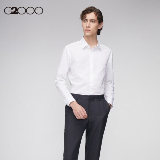 G2000 shirt long-sleeved business commuting shirt no-iron fabric 16021073 [point pattern no-iron] white 07/175