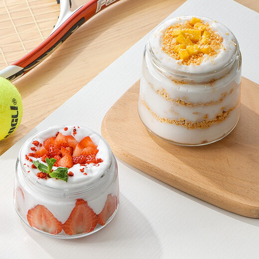 ASVEL Overnight Oatmeal Cup Portable Breakfast Cup with Lid Glass Sealed Large Capacity Oatmeal Milk Cup 330ML