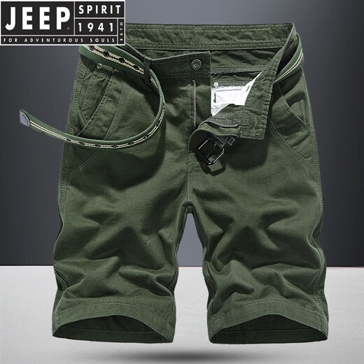 
JEEP SPIRIT summer men's shorts thin casual men's pants loose straight five-leg pants men's mid-sized pants cotton work pants men's trendy brand 17152 khaki + 17152 military green 30 weight 100-110Jin[Jin equals 0.5 kg]