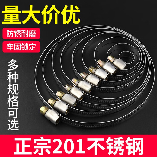 Baolian German hose clamp 201 stainless steel clamp all-steel water pipe clamp oil pipe clamp water pipe buckle clip fixed pipe clamp 16-25mm 10 pieces